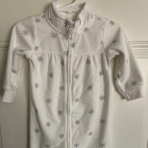 CARTER Baby Sleeper, 12 Mo White With Silver Sparkly Snow Flakes (Not Footed)